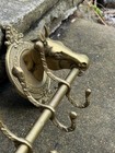 Vintage Rare Equestrian 4 Hook Solid Brass Horse Head Coat Rack
