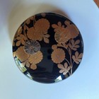 Japanese Tea Ceremony Flat Natsume Black Lacquer Gold Chrysanthemum Makie