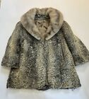 Silver Persian Lamb Fur Coat With Mink Collar Needs Repair
