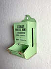 Vintage Green Tin Matchbox Holder - Adverising Stickley Funeral Home