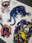 Vintage 1997 Frank Lee Traditional Style Tattoo Flash Sheet Shop Used Panthers