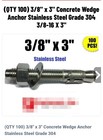  qty 100  3 8  X 3  Concrete Wedge Anchor Stainless Steel Grade 304 3 8-16 X 3  