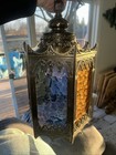 Vtg  Lightcraft Of California Gothic Hanging Metal  stained Glass Excellent Con