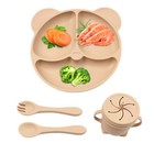 4pcs Silicone Tableware Divided Plate For Toddler Feeding For 6 Months 