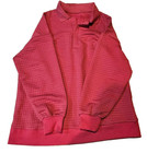 Womens Long Sleeve Tops Plain Shirt Waffle Blouse Casual Office  - Med- Rose Red