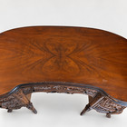Antique French Style Carved Wood Kidney Shaped Desk Vanity With Toile Chair