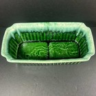 Cookson Pottery Planter Green 201 Ribbed Drip Glaze Rectangular Vintage Usa 10 