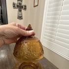 Vtg Indiana Glass Tiara Sandwich Amber Gold Covered Round Butter Cheese Dish Dom