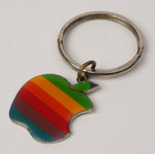 Vintage Apple Rainbow Logo Keychain Keyring Collectible Computer Memorabilia