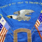Vintage Silk Embroidered Flag In Memory Of My Visit To Panama Canal Eagle