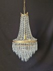 Antique Vintage Brass   Crystals French Empire Chandelier Ceiling Lamp Light