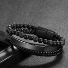 Men Leather Bracelet Classic Fashion Tiger Eye Beaded Multi Layer Bracelet