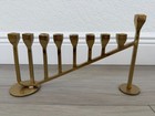 Hanukkah Modern Gold Colored Brass Hanukiah Menorah