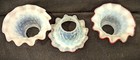 Vtg Set  3  Light Honey Blue Opalescent Art Glass Lamp Shades