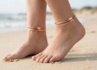 Handmade Copper Anklet For Women Set Hammered Open Cuff Ankle Bracelet Minimalis