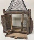 Vintage Distressed Wood Large Decorative Bird Cage Folk Victorian - As Is