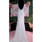 Lulus White Sequin Embroidered Mermaid Wedding Dress V-neck Low Back Size S