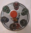Vintage Park Sherman Mcm Liquor Dispenser W 6 Shot Glasses Rotating Chrome Tray 