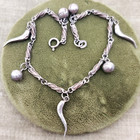 Vintage Sterling Silver Italian Horn Amulet Bell Charm Bracelet 7 3 4 l Hallmark