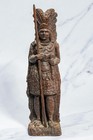 Wood Carved Antique Native American Indian Chief Statue Sculpture Western Decor