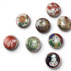 Satsuma Buttons Set Of 40 Japanese Porcelain 13mm W  Box Hand Painted  005