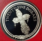 1988 British Virgin Islands  25 Proof  63 Oz Silver Jewel Incrusted Cross Rare 