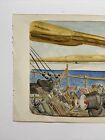 Antique Vintage Original Sea Ship Army Sailing Watercolour Painting