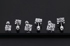 Silver Square Cubic Zirconia Ear Stud Earrings Surgical Steel Jewelry Men Women