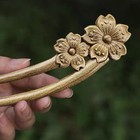 Sandalwood Double Sided Carved Hair Fork Chinese Style Vintage Hairpin