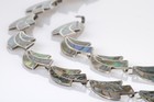 Colorful Quality M  Ocampo Signed Taxco Sterling Abalone Necklace Bracelet Set