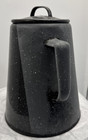 Vintage Enamelware Coffee Pot Black white Speckled Graniteware Camping Cowboy 9 