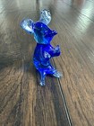 Vintage Hand Blown Glass Cobalt Blue Adorable Standing Mouse Figurine