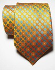 New Classic Checks Gold Orange Blue Jacquard Woven Silk Men s Tie Necktie