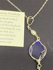 Sterling Silver Cobalt Blue Sea Glass Tassel Necklace   Earrings Set      js2 