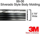 Black Chrome Side Body Trim Molding For 1999-2006 Chevy Silverado - 3-7 8  Wide
