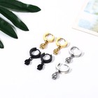 Men s Punk Stainless Steel Skull Drop Dangle Earrings Hoop Huggie Hinged Studs