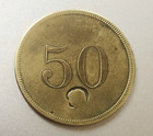 Vtg Brass Trade Token  Gh h  galveston  Houston   Henderson Railroad   50 Cents