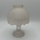 Vintage Satin Milk Glass Fairy Lamp Floral Design 2 Piece Pink Tint