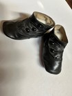 Vintage Antique Victorian Baby Toddler Fancy Black Leather Button Shoes