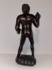 Hand Carved Wood Tribal Man Statue Figure 17    Vintage Dark Hardwood Folk Art