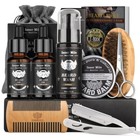 Beard Grooming Kit Men Oil Balm Brush Comb Scissors Gift Set Hydrating Unscented