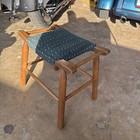 Vintage Seat stool  bench  Made Of Oak  W  Saddle Curve  18 w X 12 d X 18 5 tall
