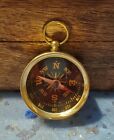 Working Brass Pocket Compass - Miniature Necklace Pendant Vintage Antique Style 
