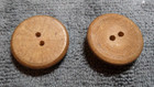 2 Vintage Wood Carved Picture Buttons Dogs   Person Walking Dog