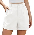 Womens Female Running Shorts Beach Loose Elastic Waist Button Down Comfy Soli   