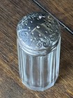 Sterling Powder Shaker Cut Glass Vanity Jar Antique 3 5   