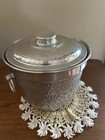 Vintage Mid Century Ice Bucket With Lid Hammered Aluminum Made In Italy