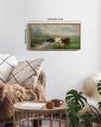 Shenify Vintage Framed Wall Art Cow Farm Landscape Painting Retro Meadow Scen   