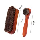 2 Pieces Brown Shoe Cleaning Brush Wood Handle Leather Shoes Horsehair Brush