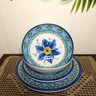 Melamine Dinnerware Set 6-piece For 2 Dish Set Plates Bowls Blue Flower